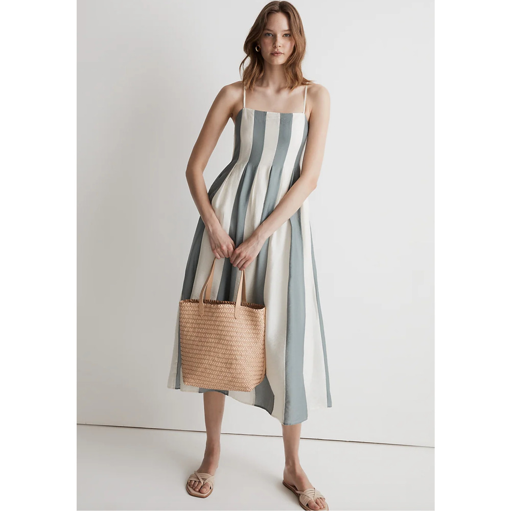 Madewell | like new  Pleated Midi Dress in Overcast Size 4